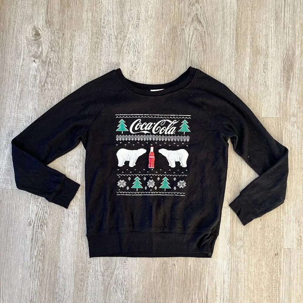 Womens Coca-Cola Black Polar Bear Sweatshirt - S
